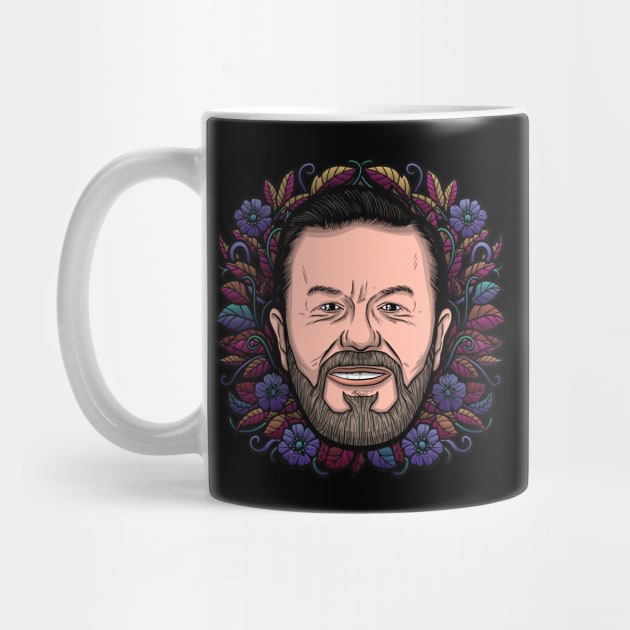 Ricky Gervais (Flowered) by Baddest Shirt Co.